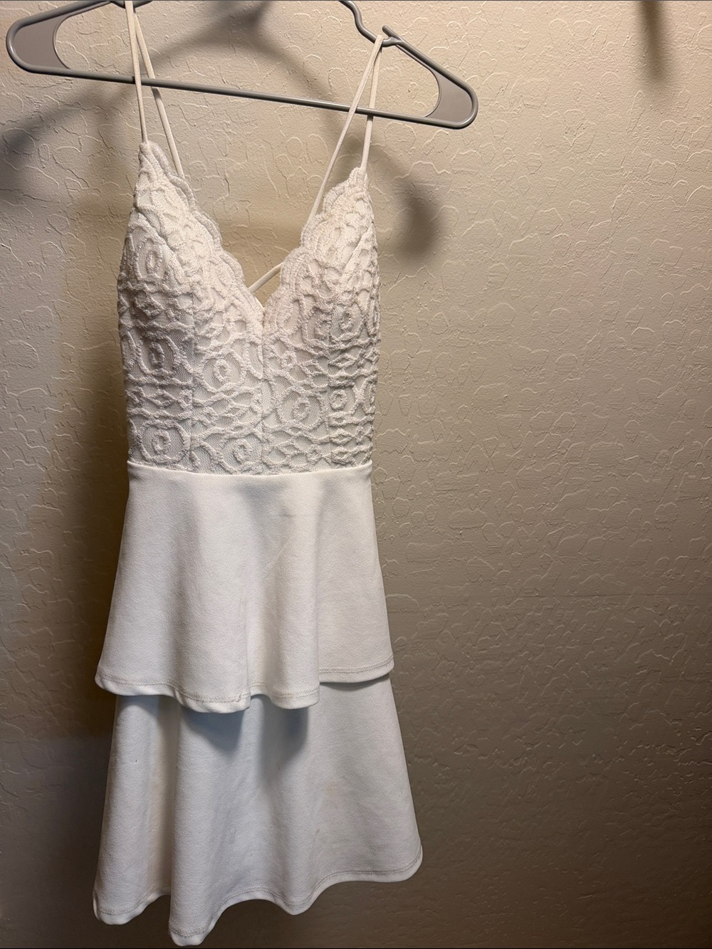 City Studio White Lace Peplum Mini Dress